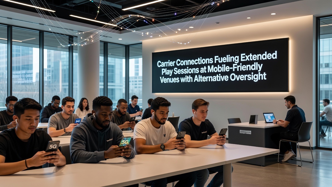 Mobile devices connected to carrier networks enabling extended gaming sessions at alternative oversight venues