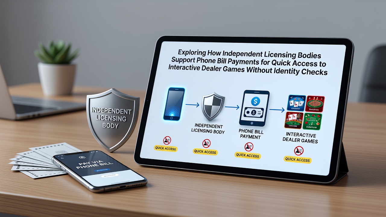 Illustration showing independent licensing bodies supporting phone bill payments for interactive dealer games