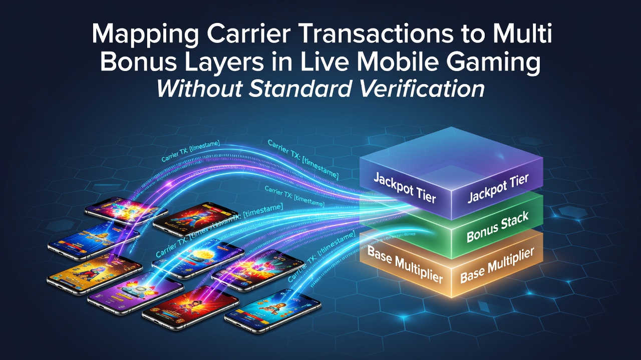 Mobile gaming interface showing carrier billing integration with bonus tracking layers