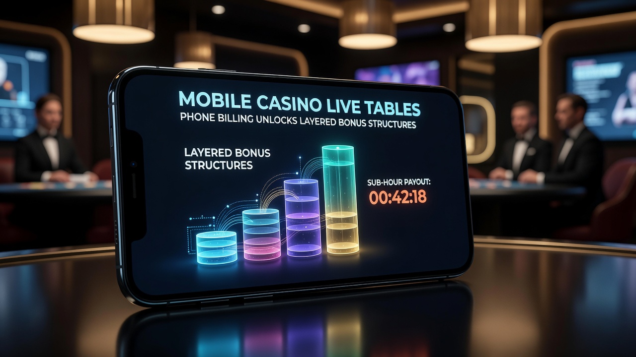 Live dealer mobile session with phone billing bonus layers and rapid withdrawal confirmation screen