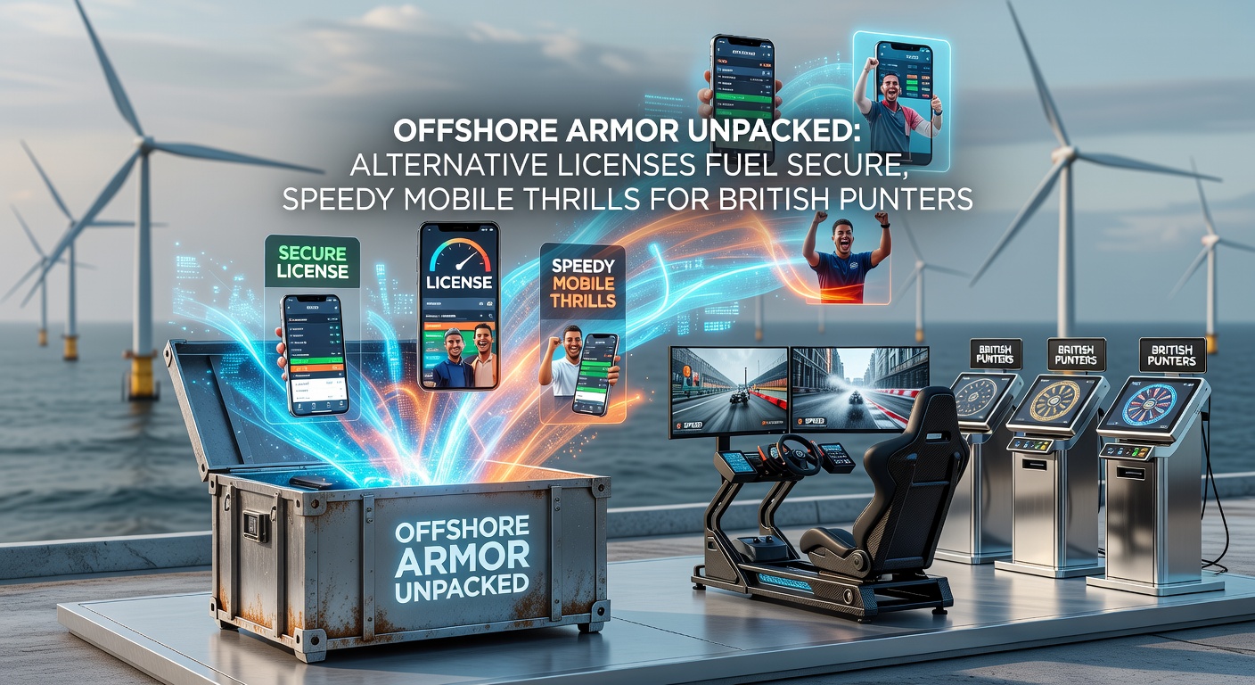 Vibrant illustration of a shielded mobile device streaming casino games against an offshore island backdrop, symbolizing secure and fast gaming access