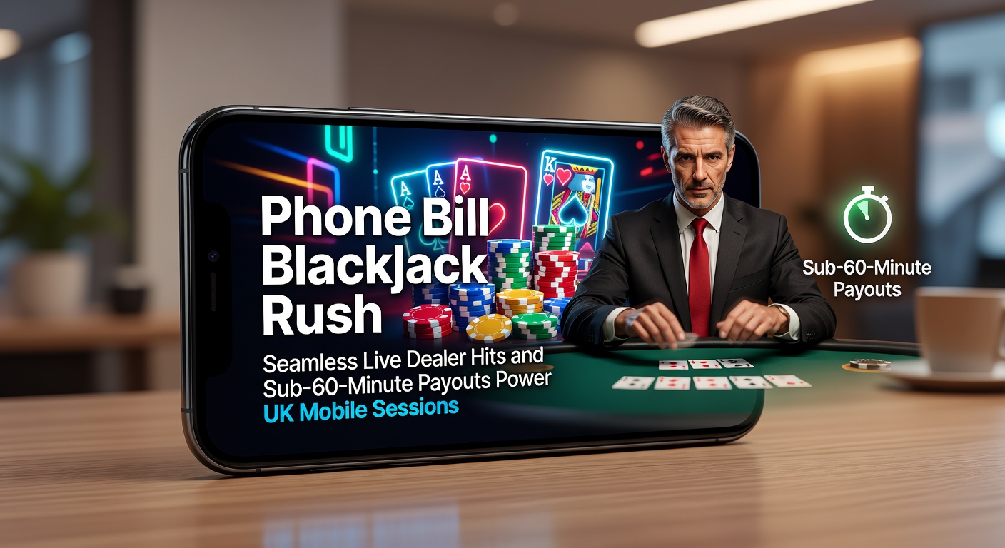 Mobile phone displaying a live blackjack table with phone bill deposit option active, highlighting fast-paced UK sessions