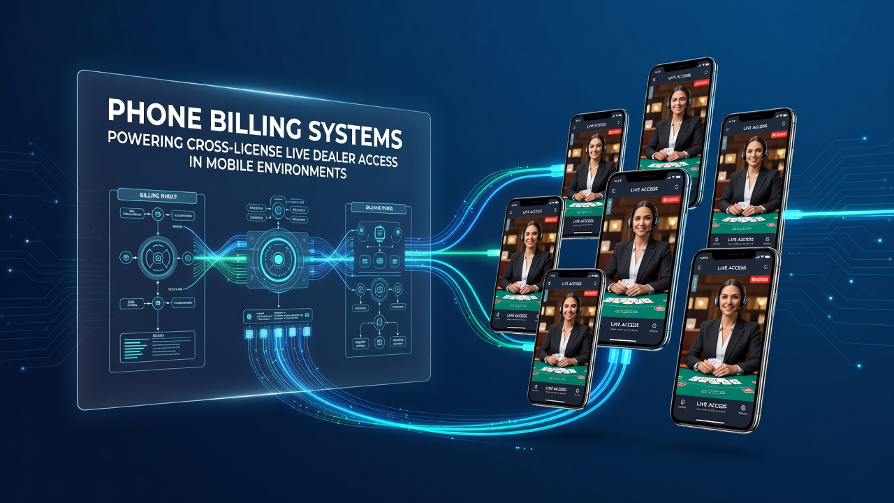 Mobile phone screen displaying live dealer casino interface with carrier billing payment option highlighted