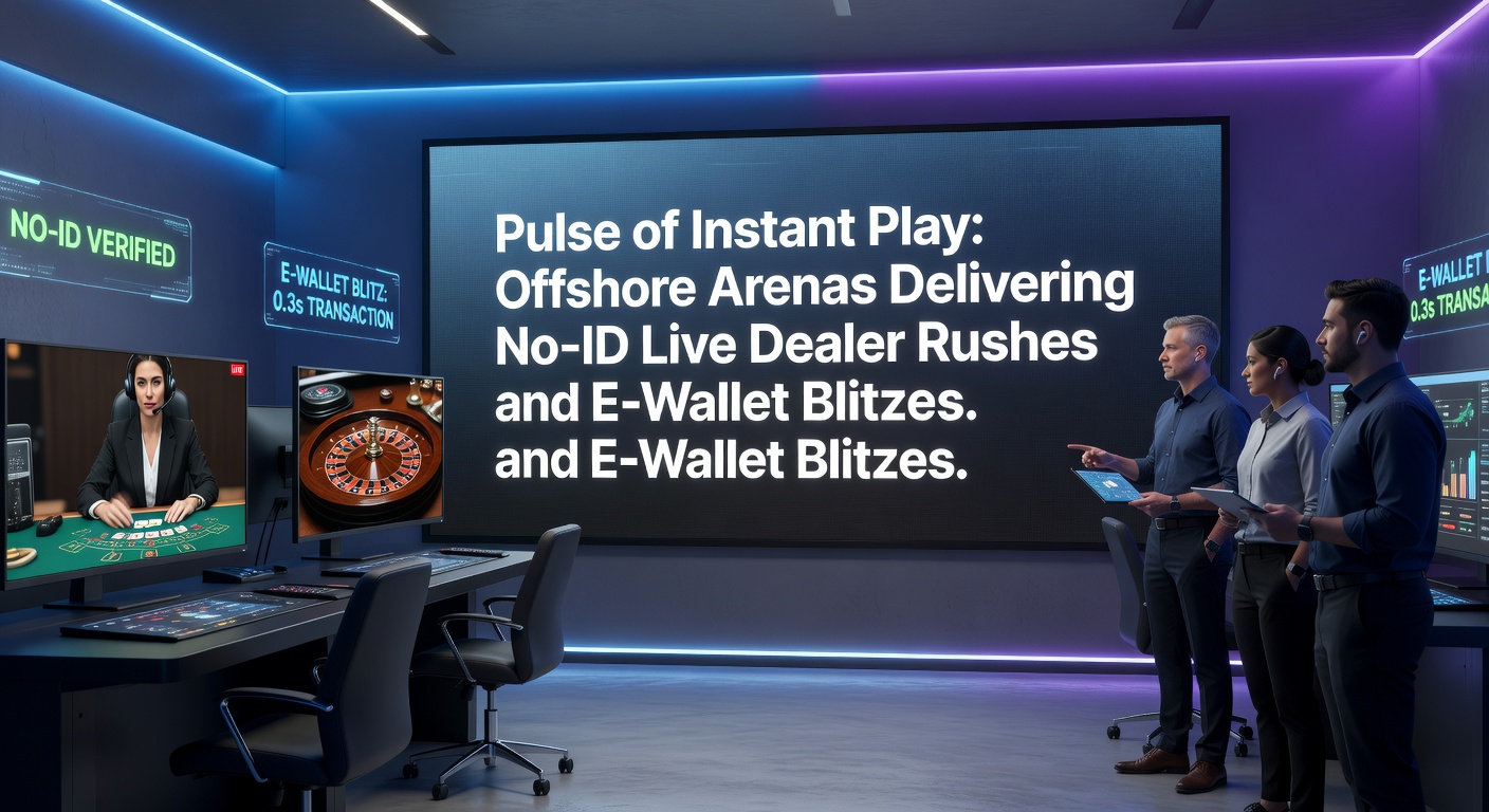 Dynamic view of a live dealer table in an offshore online casino, showcasing cards and chips in high-energy action