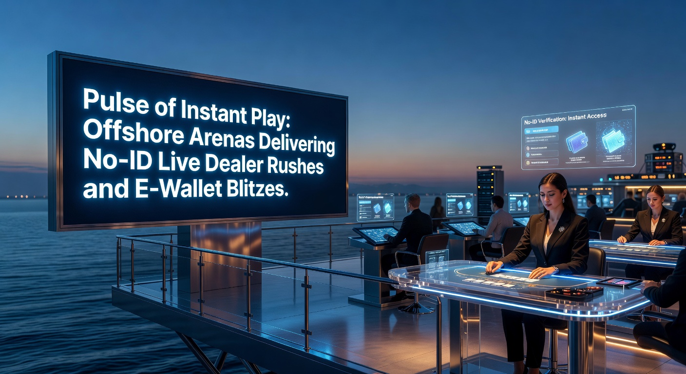 Sleek e-wallet interface on a mobile screen connected to a vibrant live casino game, highlighting instant transaction flows
