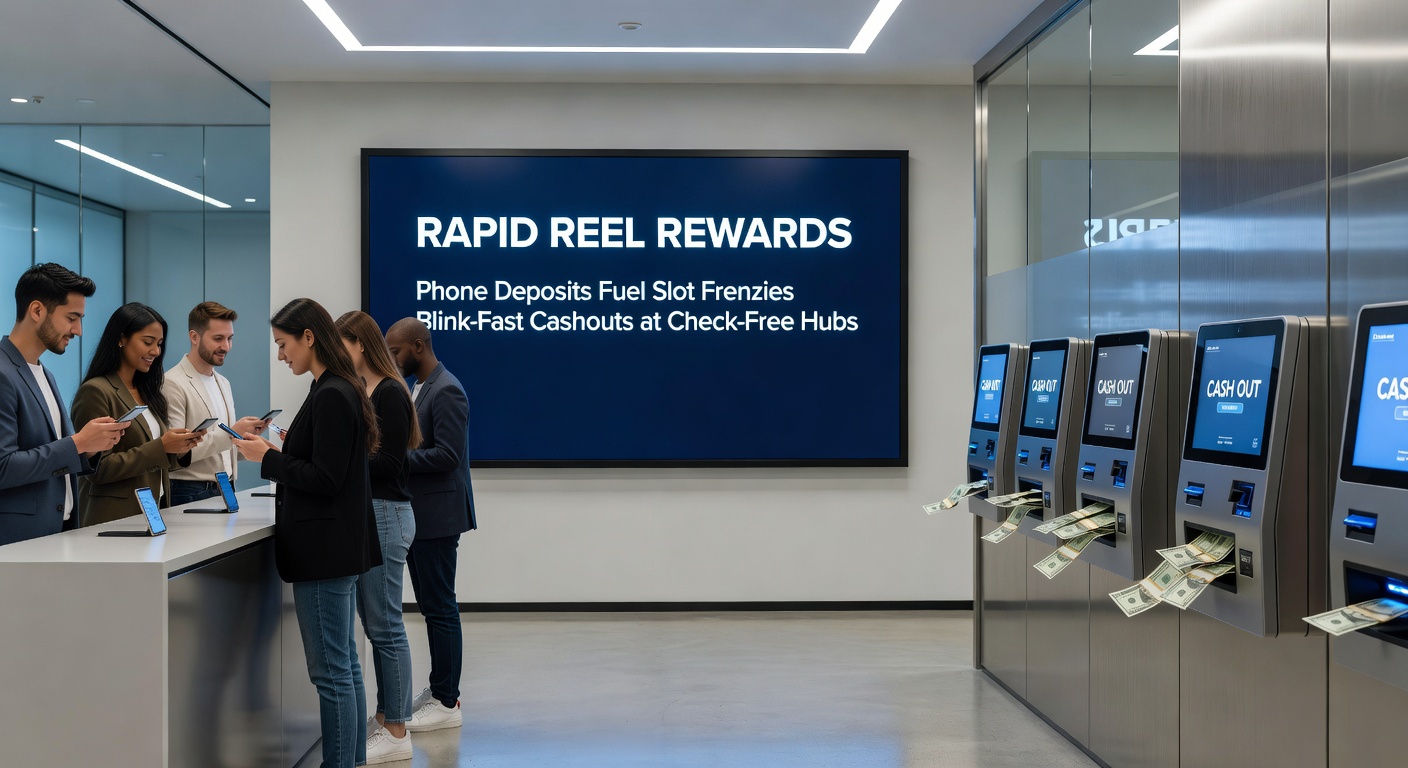 Dynamic close-up of a mobile phone screen showing slot wins, phone deposit confirmation, and rapid reward notifications amid colorful reel animations