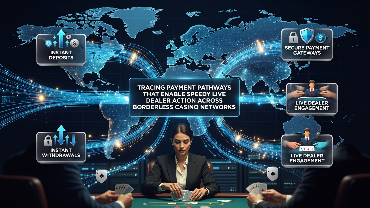 Network diagram highlighting secure transaction routes supporting live dealer activities in borderless setups