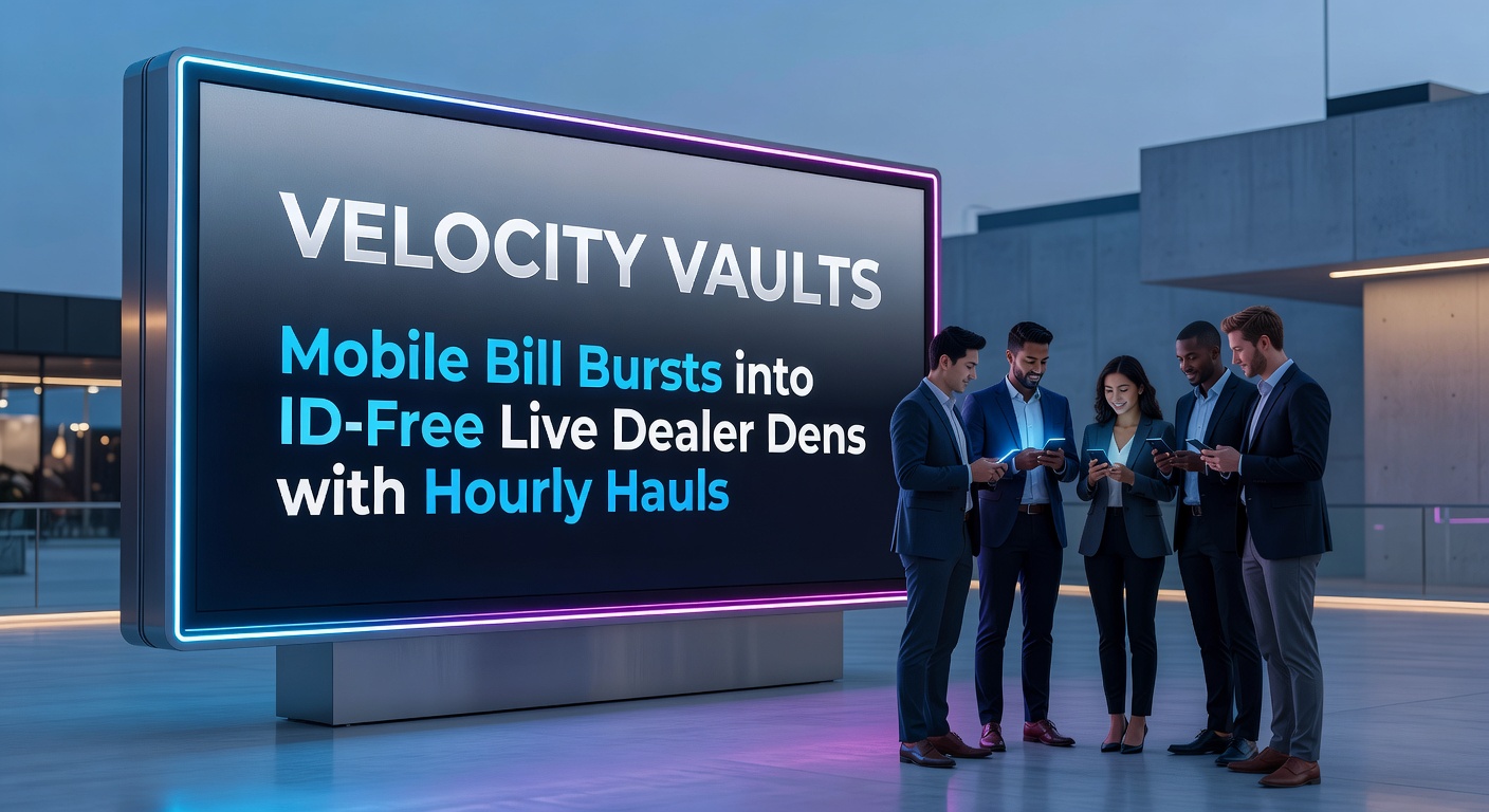 Close-up of a live dealer at Velocity Vaults dealing blackjack cards with mobile payout notification overlay